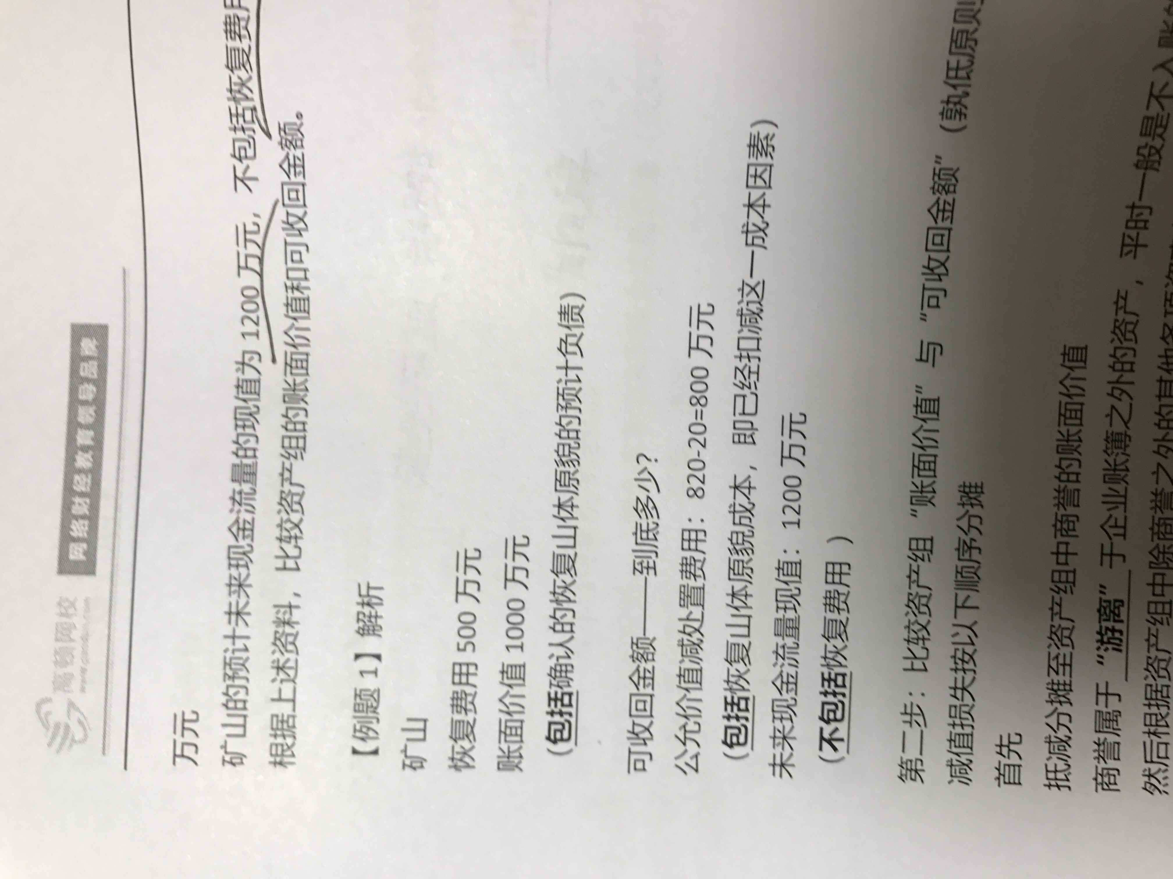 资产包括恢复费用