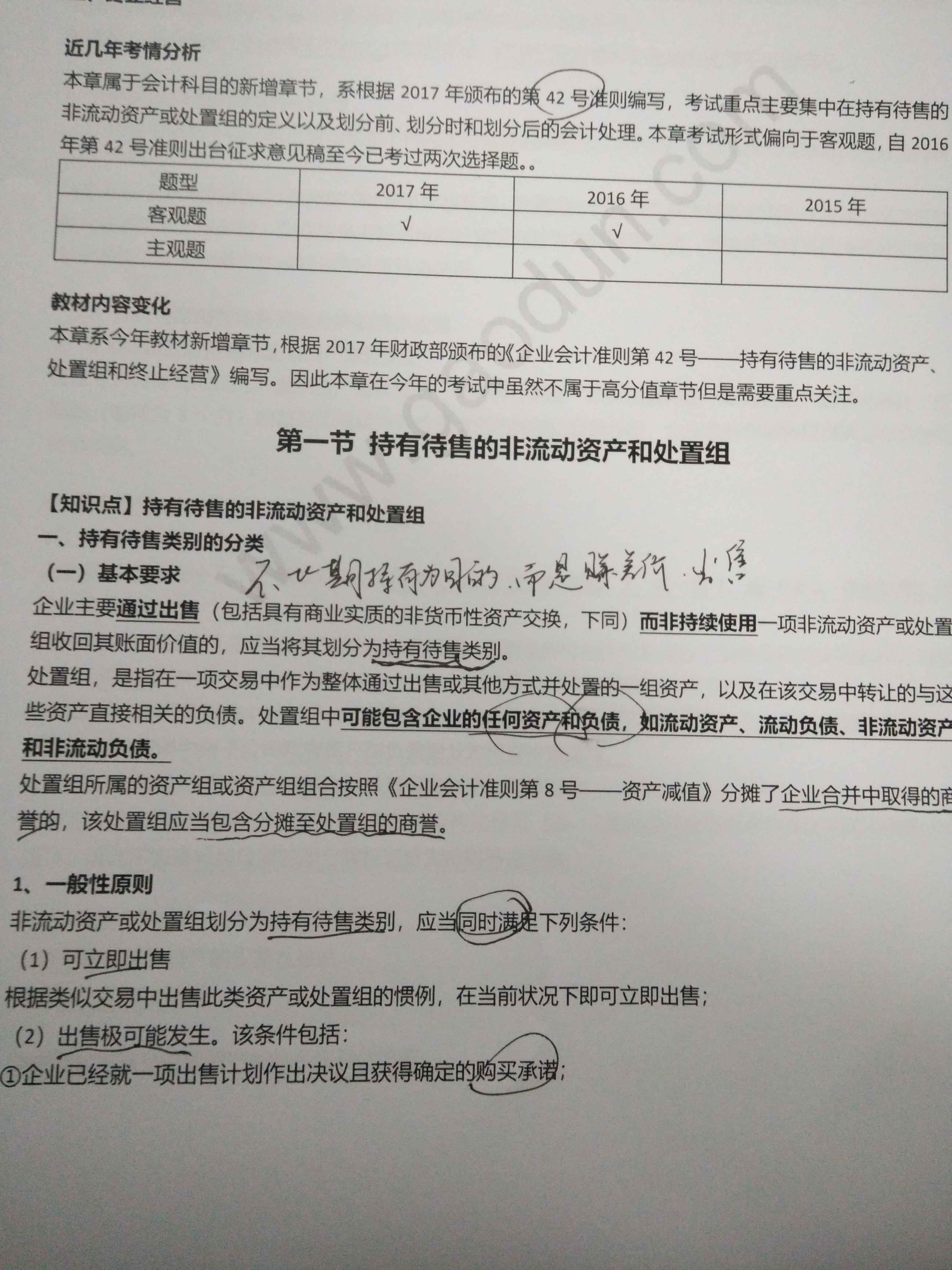 持有待售非流动资产