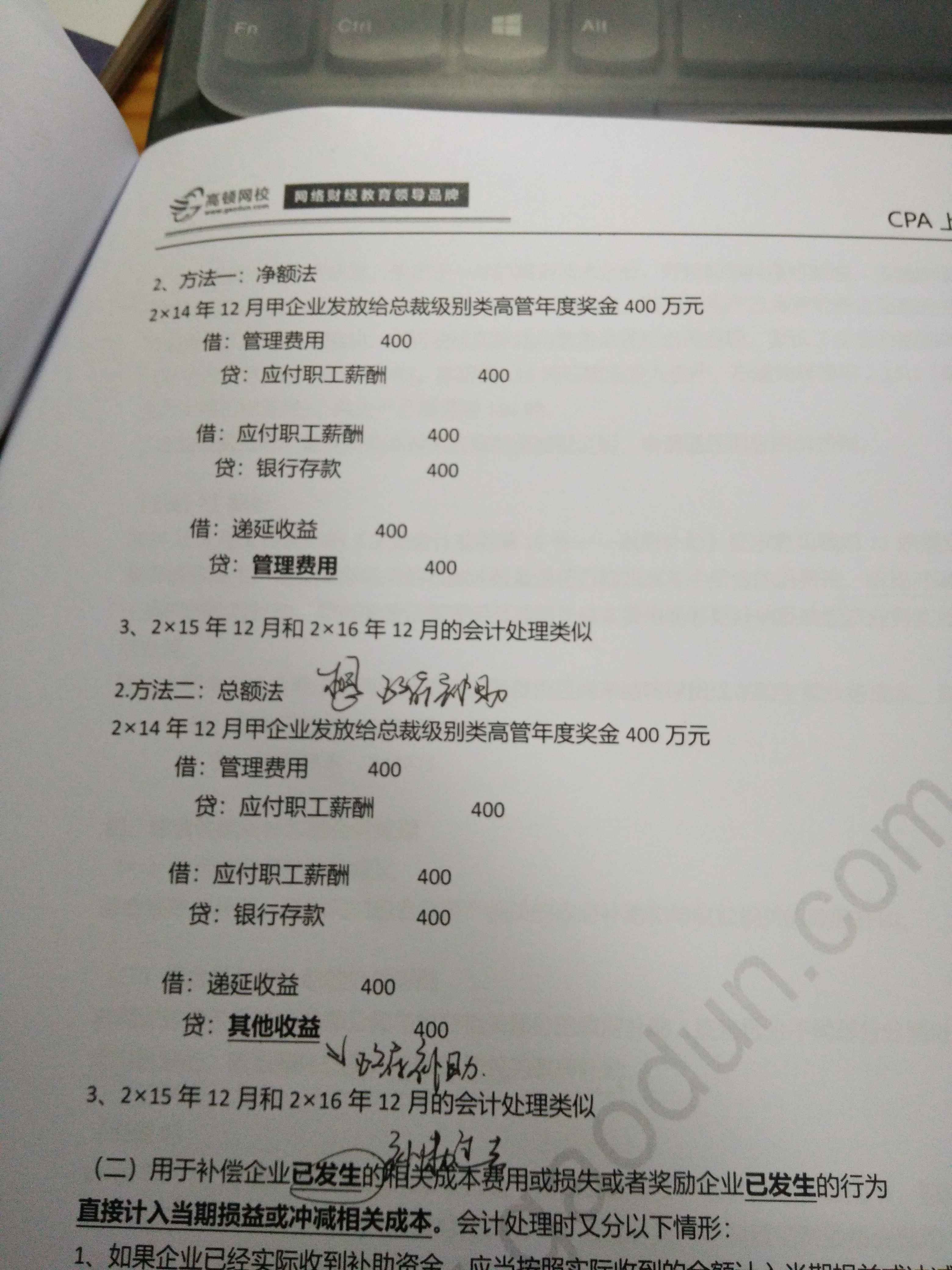 政府补助资产收益法资本法