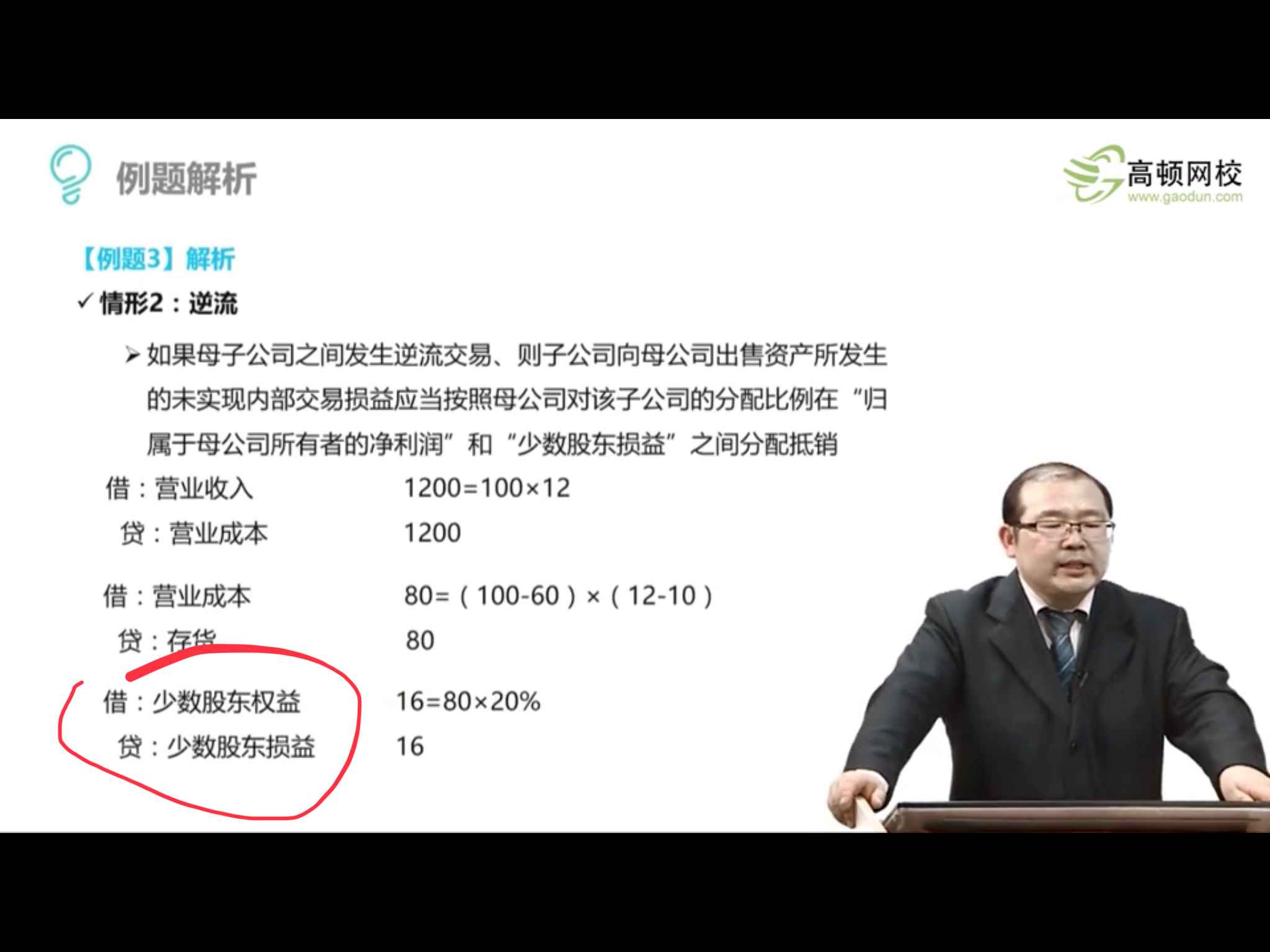 少数股东损益分录