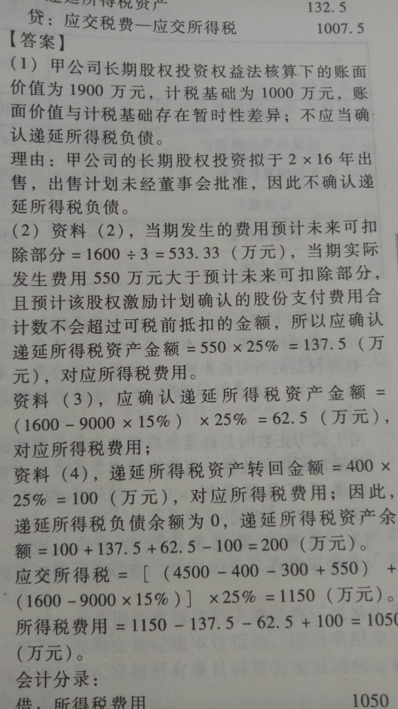 递延所得税资产金额