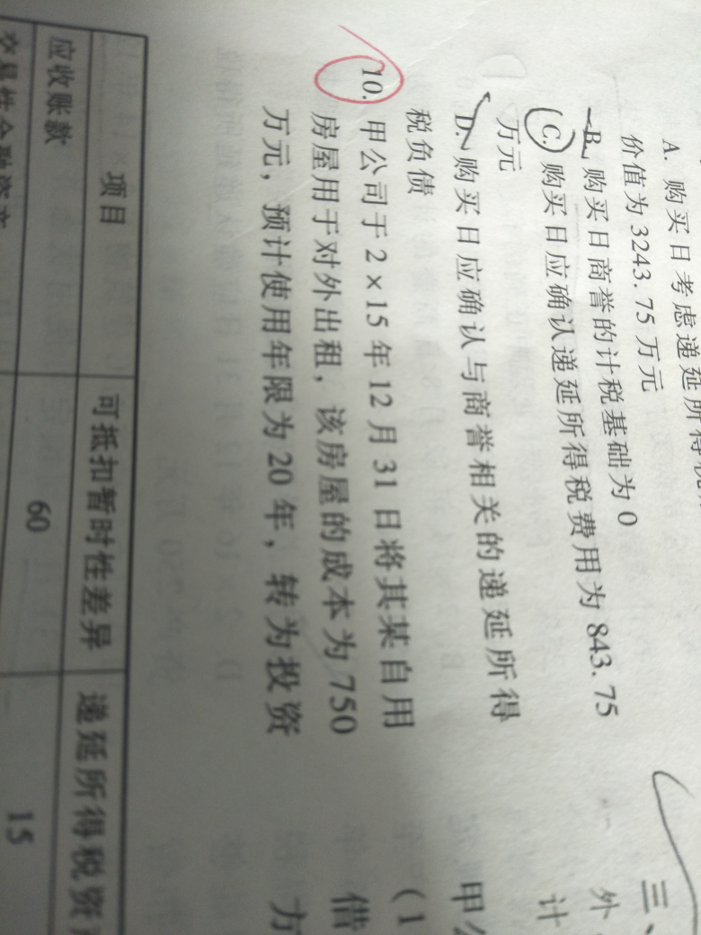 资产的计税基础