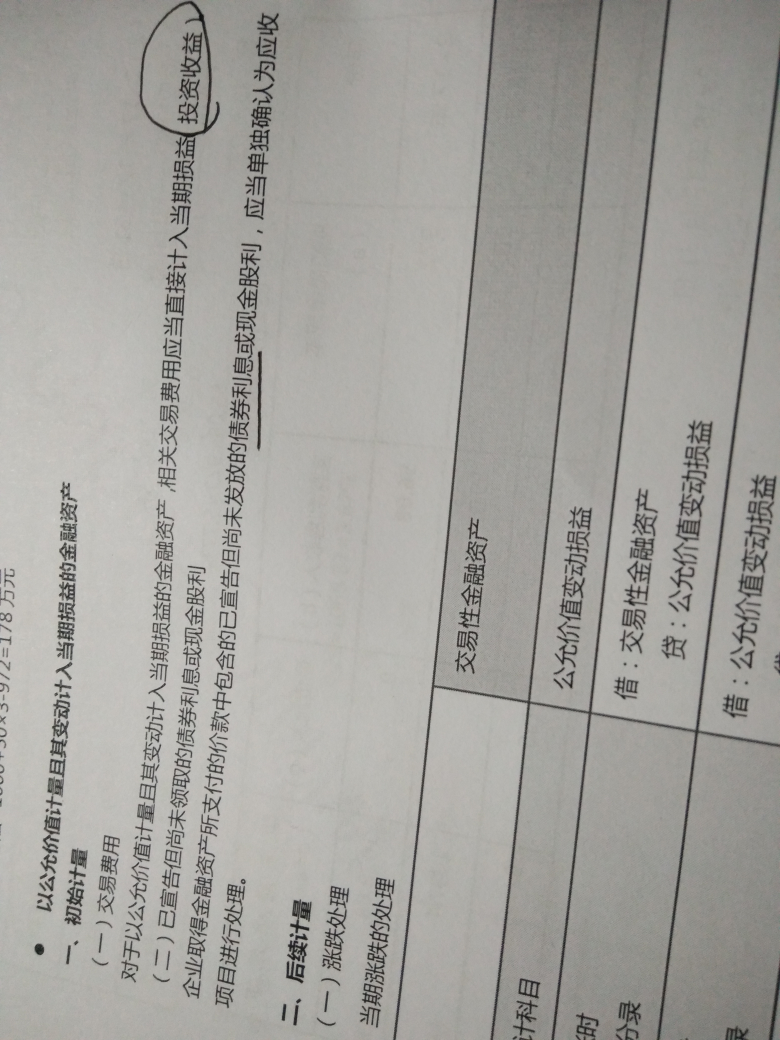 交易性金融资产公允价值变动计入当期损益