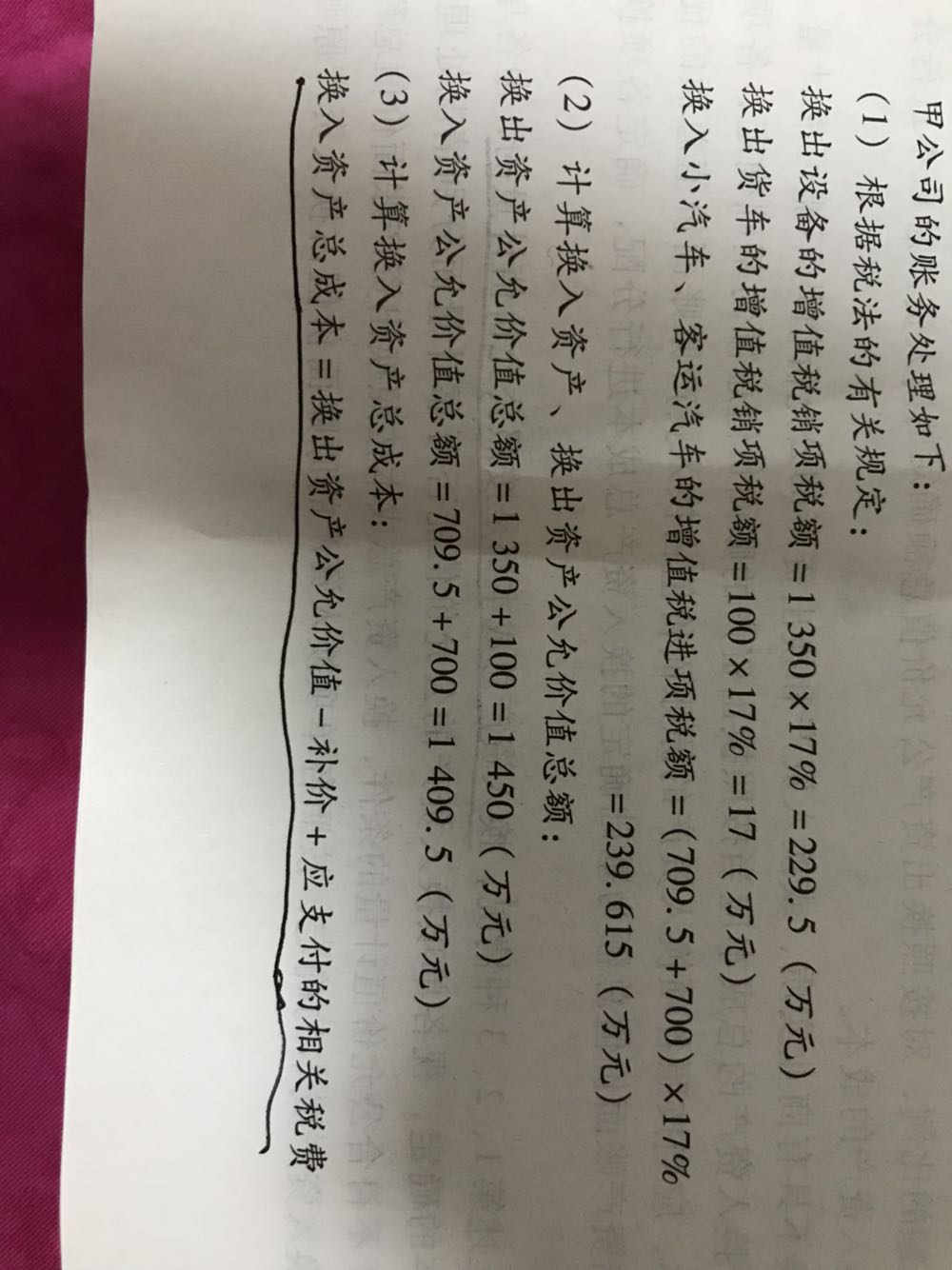 换入资产总成本