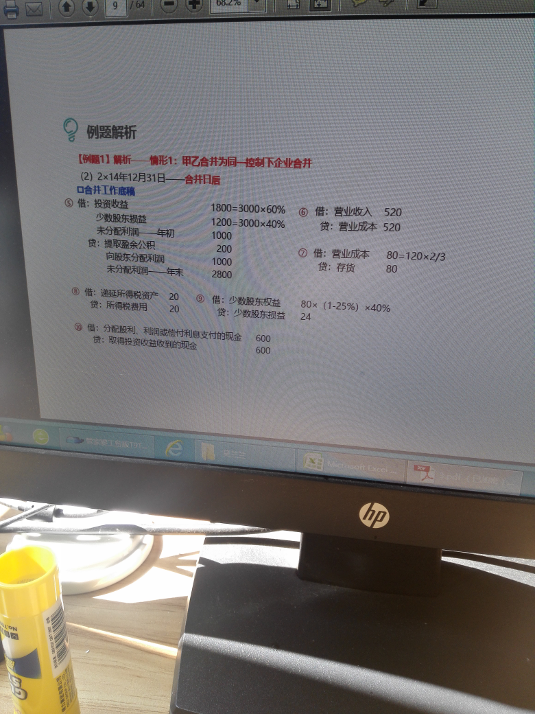 少数股东损益分录