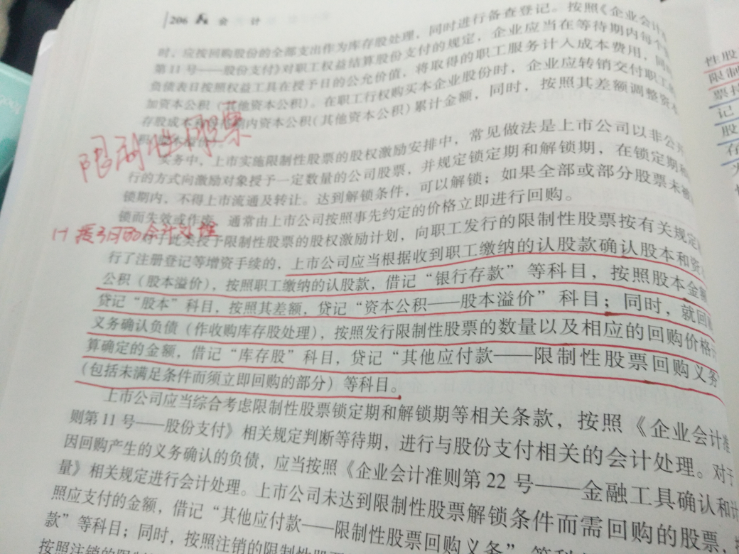 限制性股票分录