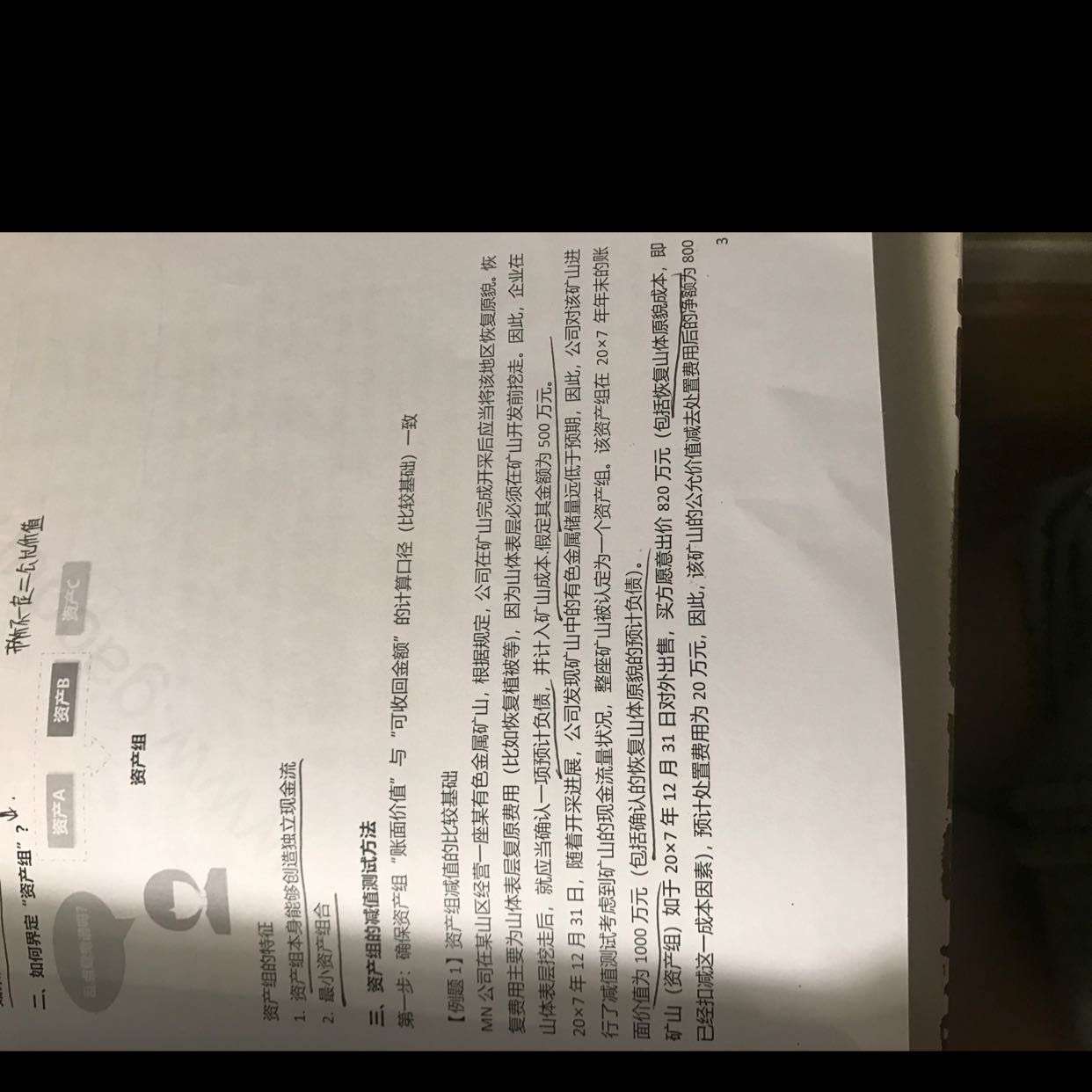 资产包括恢复费用